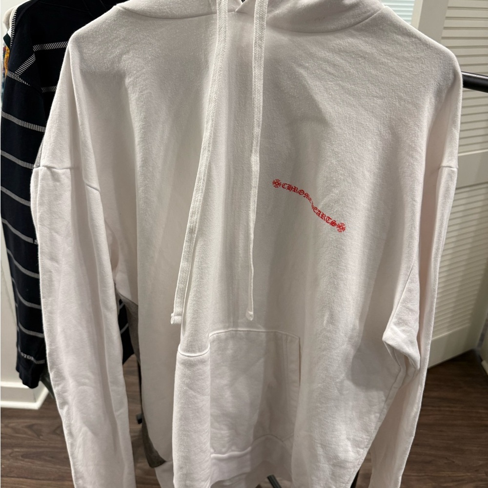 Chrome Hearts Laurie Lynn White Hoodie with Red Accents